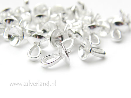 1 Stuk 8mm Sterling Zilveren Kraalhanger, Parelschotel met Pin