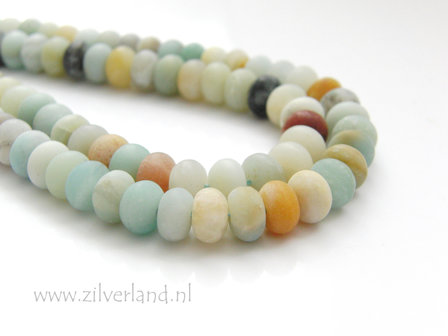 8x5mm Amazoniet Edelsteen Kralen- Rondellen Mat