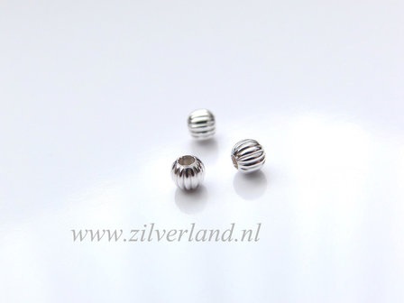 50 Stuks 3mm Sterling Zilveren Kralen- Geribbeld