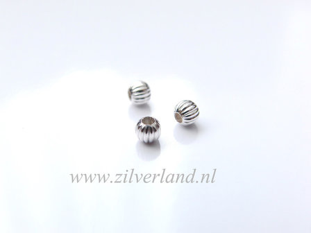 50 Stuks 3mm Sterling Zilveren Kralen- Geribbeld