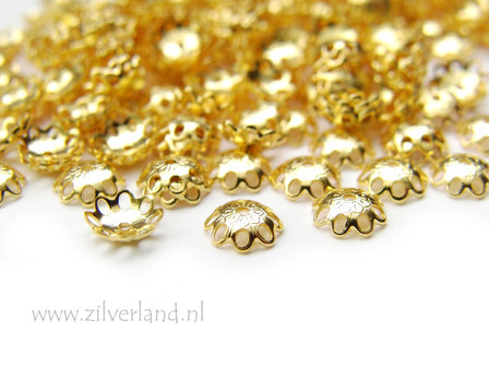 10 Stuks 6mm Kralenkapjes- Bloem Verguld