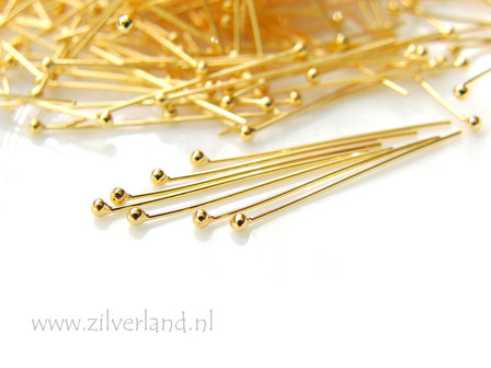 20 Stuks 0,50mm x 2,5cm Sterling Zilveren Nietstiften-Verguld