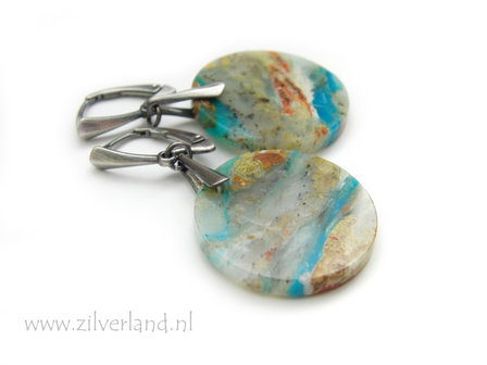 Handgemaakte Zilveren Oorbellen met Blauwe Opaal