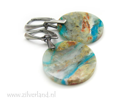 Handgemaakte Zilveren Oorbellen met Blauwe Opaal