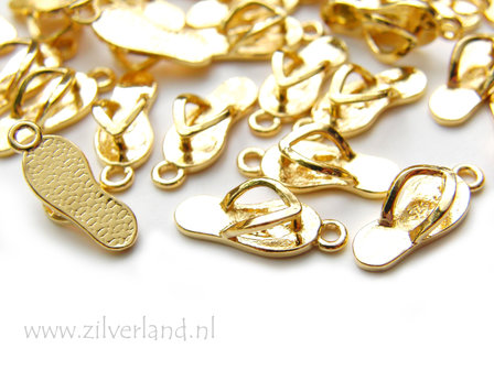 1 Stuk Sterling Zilveren Hanger- Teenslipper Verguld