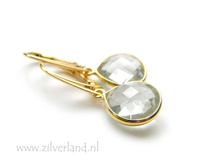 Edelsteen Oorbellen met Groene Amethyst- Verguld