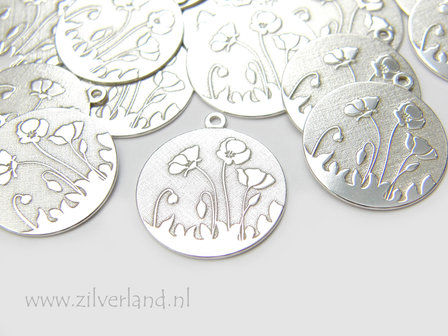 1 Stuk Sterling Zilveren Hanger- Klaprozen