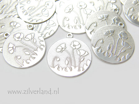 1 Stuk Sterling Zilveren Hanger- Klaprozen