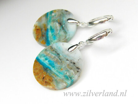 Sterling Zilveren Oorbellen met Blauwe Opaal (5) 