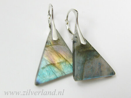 Gereserveerd- Handgemaakte Edelstenen Oorbellen met Labradoriet