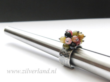 Handgemaakte Sterling Zilveren Ring met Toermalijn