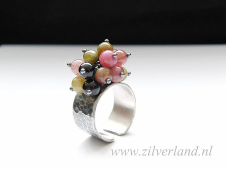 Handgemaakte Sterling Zilveren Ring met Toermalijn