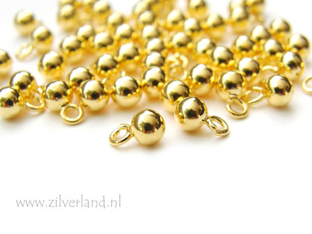 2 Stuks 5mm Sterling Zilveren Balletje met Montagering- Verguld