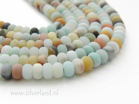 6x4mm Amazoniet Edelsteen Kralen- Rondellen Mat