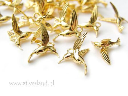 1 Stuk Sterling Zilveren Hanger Kolibrie- Verguld