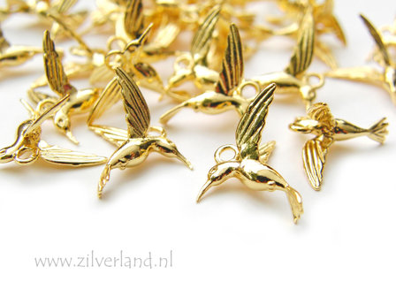 1 Stuk Sterling Zilveren Hanger Kolibrie- Verguld