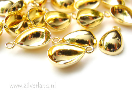 14mm Sterling Zilveren Hanger voor UV Hars/Resin of Swarovski Druppel- Verguld