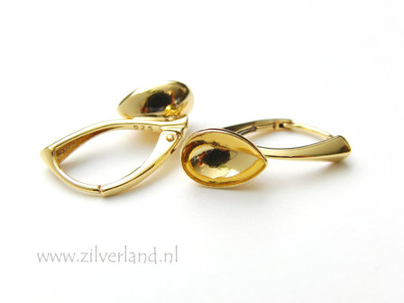 Sterling Zilveren Oorhaken voor UV Hars/Resin of 10mm Swarovski Druppel- Verguld