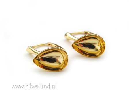 Sterling Zilveren Oorhaken voor UV Hars/Resin of 14mm Swarovski Druppel- Verguld