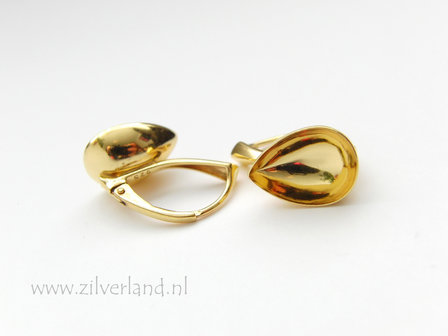 Sterling Zilveren Oorhaken voor UV Hars/Resin of 14mm Swarovski Druppel- Verguld