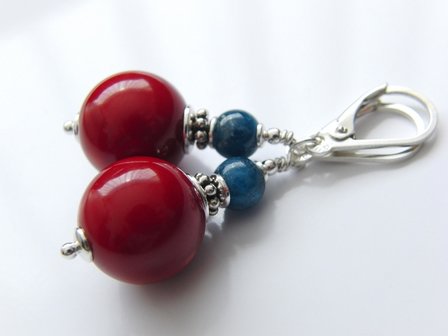 Edelstenen Oorbellen met Bloedkoraal en Apatiet