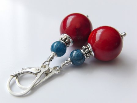 Edelstenen Oorbellen met Bloedkoraal en Apatiet