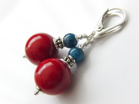 Edelstenen Oorbellen met Bloedkoraal en Apatiet