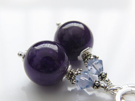 Edelstenen Oorbellen met Amethist en Swarovski 