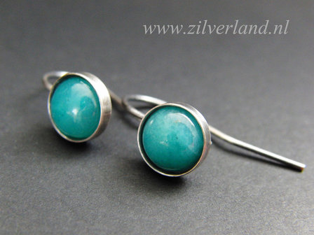 Zilveren Edelstenen Oorbellen met Amazoniet