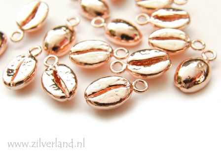 1 Stuk Sterling Zilveren Hanger- Koffieboon Rose Verguld