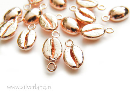 1 Stuk Sterling Zilveren Hanger- Koffieboon Rose Verguld