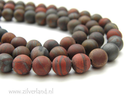 8mm Rode Tijgerijzer Edelsteen Kralen- Mat