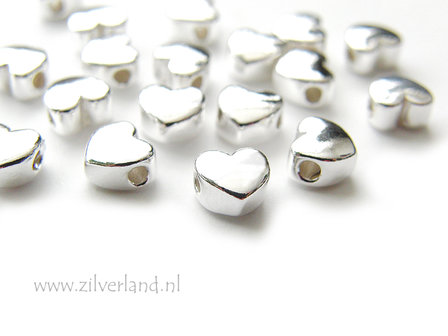 1 Stuk 7x6mm Sterling Zilveren Kraal- Hart