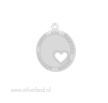 Sterling Zilveren Hanger met Hart- Love, Happiness...