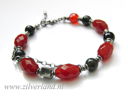 Edelstenen Armband met Carneool, Nefriet en Onyx