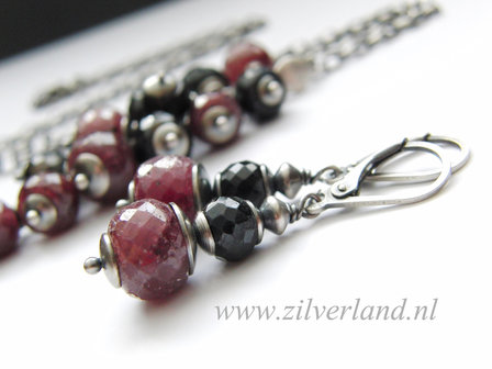 Edelstenen Oorbellen met Robijn en Saffier