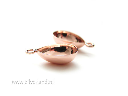 14mm Sterling Zilveren Hanger voor UV Hars/Resin of Swarovski Druppel- Rose Verguld