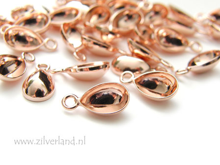10mm Sterling Zilveren Hanger voor UV Hars/Resin of Swarovski Druppel- Rose Verguld
