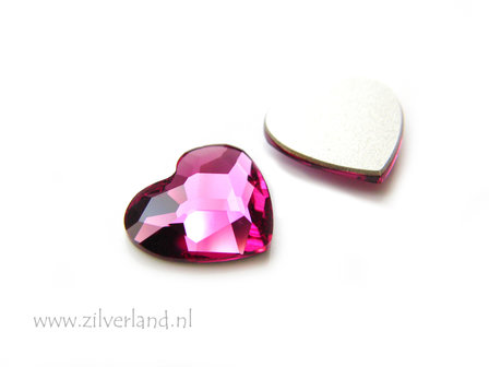1 Stuk 14mm Swarovski Heart &quot;Fuchsia&quot;