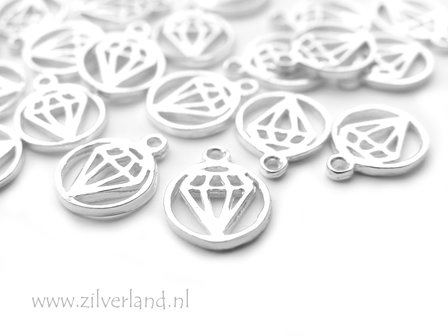 Sterling Zilveren Hangertje- Diamant