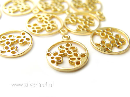 Sterling Zilveren Hanger- Bloemetjes Verguld