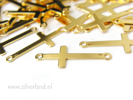 Sterling Zilveren Hanger/Connector- Kruis Verguld