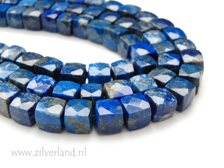 8-9mm Lapis Lazuli Kubus Kralen- Facet