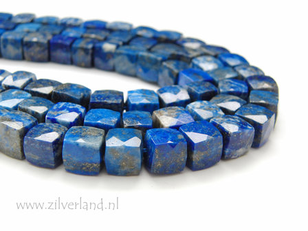 8-9mm Lapis Lazuli Kubus Kralen- Facet