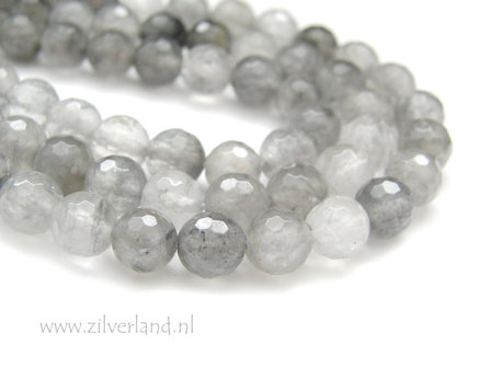 8mm Grijze Bergkristal Edelstenen Kralen- Facet