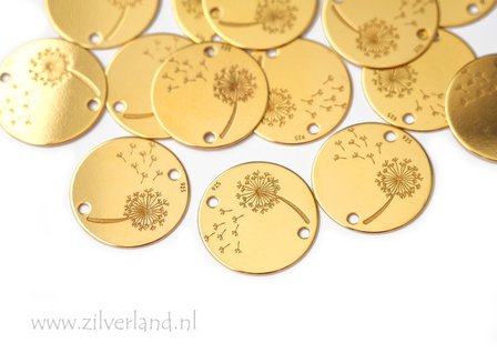 1 Stuk Sterling Zilveren Connector- Paardenbloem Verguld
