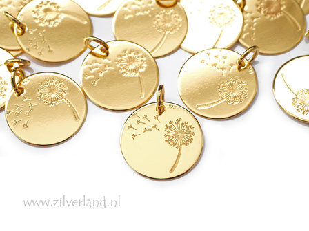 1 Stuk Sterling Zilveren Hanger- Paardenbloem Verguld