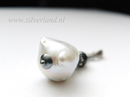 Handgemaakte Zilveren Hanger met Parel en Onyx