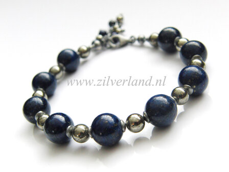 Edelstenen Armband met Lapis Lazuli en Pyriet