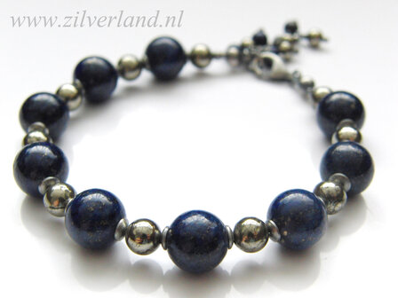 Edelstenen Armband met Lapis Lazuli en Pyriet